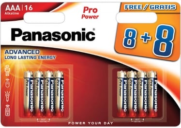 Baterijas Panasonic 122362, AAA, 1.5 V, 16 gab.