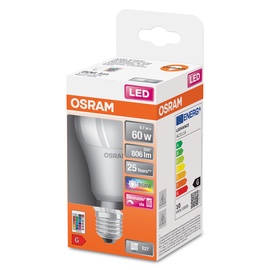 Светодиодная лампочка Osram LED, многоцветный, E27, 60 Вт, 806 лм