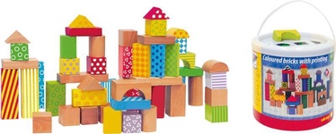 Izglītojošās rotaļlietas Woody Colored Building Blocks In Bucket 50pcs 90906