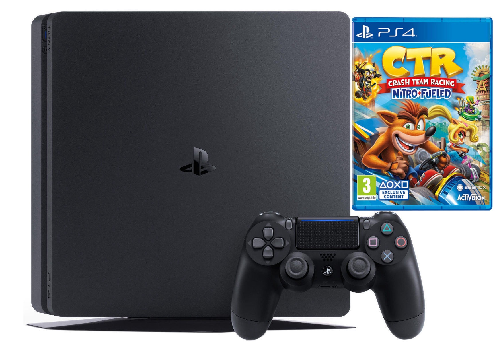 Игровая консоль Sony PlayStation 4 Slim, Ethernet LAN (RJ-45) / 3.5 mm  (AUX) / Wi-Fi / Wi-Fi Direct / Audio Out / Bluetooth 2.1, 500 GB - K-rauta