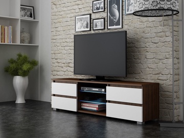 ТВ стол Pro Meble Milano 150 With Light Walnut/White, 1500x350x420 мм