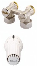 Termostatinė galvutė ir ventilis Danfoss kampinis, 1/2IN, 013G5090