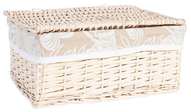 Home4you Willi Leaf Basket With Lid M 36x27xH16cm Light Brown