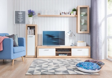 Black Red White Murane LED Wall Unit Sonoma Oak/White