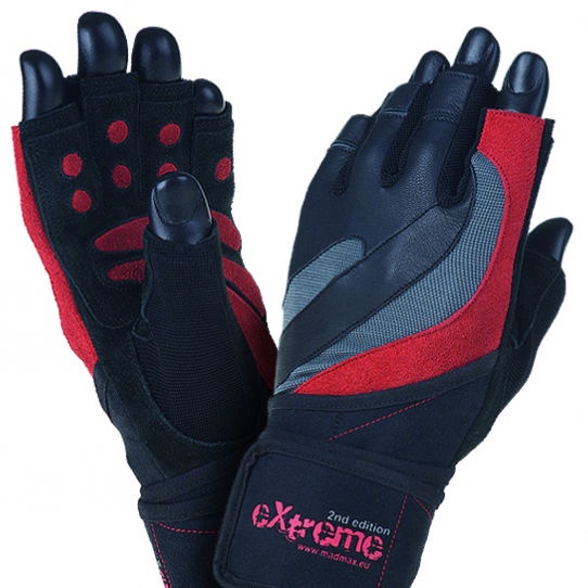 Перчатки без пальцев Mad Max, черный/красный/серый, 2XL