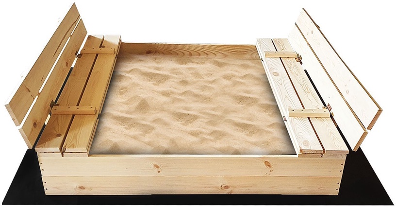 Smilšu kaste 4IQ Wooden Sandbox, 140 x 140 cm, brūna