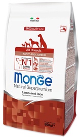 Sausā suņu barība Monge ALL BREEDS Puppy & Junior, jēra gaļa/rīsi, 0.8 kg