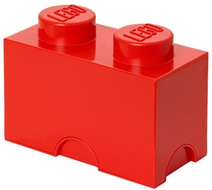 LEGO Storage Brick 2 Knobs Red