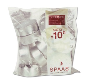 Svece tējas sveces Spaas, 4 h, 21 mm x 38 mm, 10 gab.