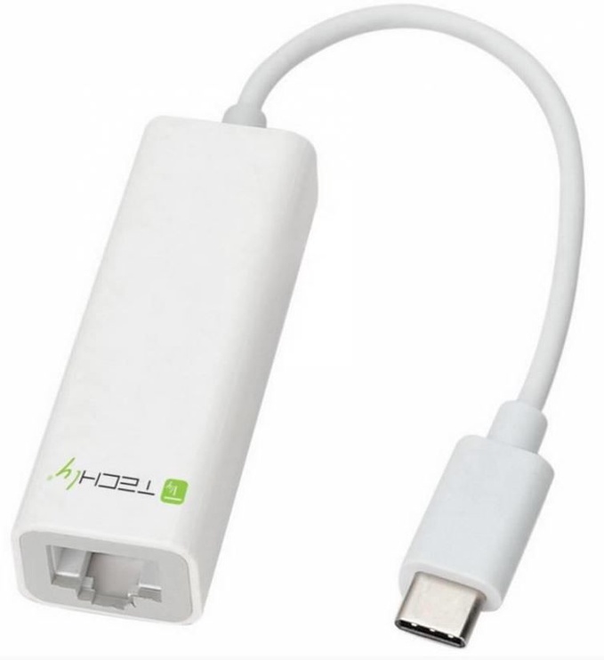 Адаптер Techly USB to RJ45 USB 3.1 C male, RJ-45 female, 13 м, белый
