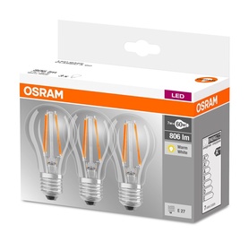 SPULDZE LED FIL A60 7W E27 WW CL 3VNT 80 (OSRAM)