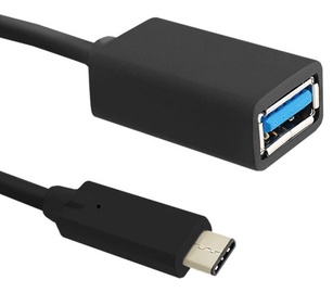 Адаптер Qoltec USB / USB USB 3.1 C male, USB 3.1 A, 0.2 м, черный