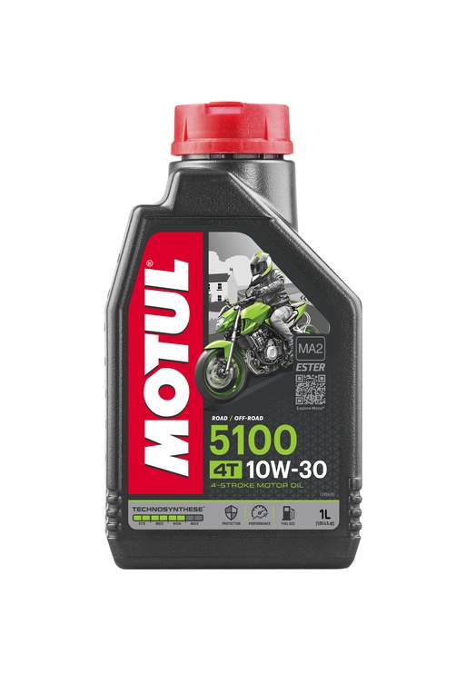 Motoreļļa Motul 5100 4T 10W - 30, daļēji sintētiska, mototehnikai, 1 l