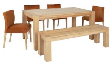 Home4you Turin Dining Set With Bench 6pcs Brown Orange