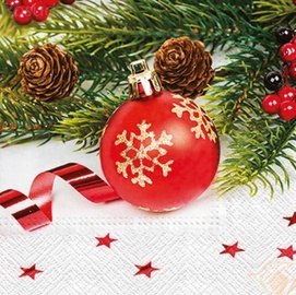 Paw Decor Collection Red Bauble Napkins 33x33cm