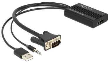 Adapteris Delock VGA / 3.5 Jack / USB VGA 15 pin male, Jack 3 pin male/ USB Type-A male, 25 m, juoda