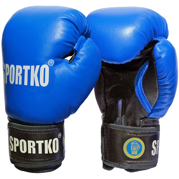 Боксерские перчатки SportKO PK1, синий/черный, 12 oz