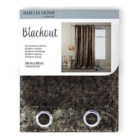 Ночные шторы AmeliaHome Blackout Veras, золотой/черный, 140 см x 250 см