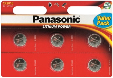 Baterijas Panasonic Lithium power, CR2016, 6 gab.