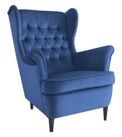 Fotelis Scandinavian Harry Velvet, mėlynas/rudas, 68 cm x 90 cm x 100 cm