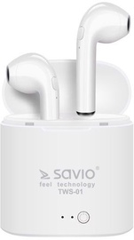 Bezvadu austiņas Savio TWS-01 Airpods, balta