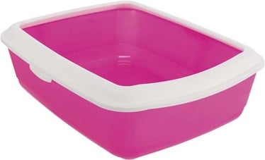 Кошачий туалет с рамкой Trixie Classic, белый/розовый, oткрытый, 47 см x 37 см x 15 см