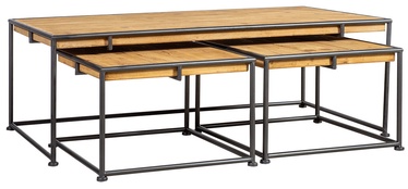Home4you Coffee Table Ferro Black/Brown 3pcs