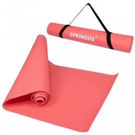 Fitnesa un jogas paklājs Springos, rozā, 173 cm x 61 cm x 4 mm