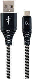 Провод Gembird USB To Micro USB Premium Cotton Braided USB 2.0, Micro USB, 1 м, белый/черный