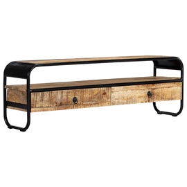 TV galds VLX Solid Rough Mango Wood, brūna/melna, 1200 mm x 300 mm x 400 mm