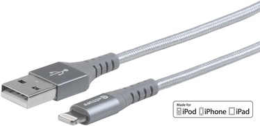 Провод Estuff, USB/Apple Lightning, 200 см, серебристый