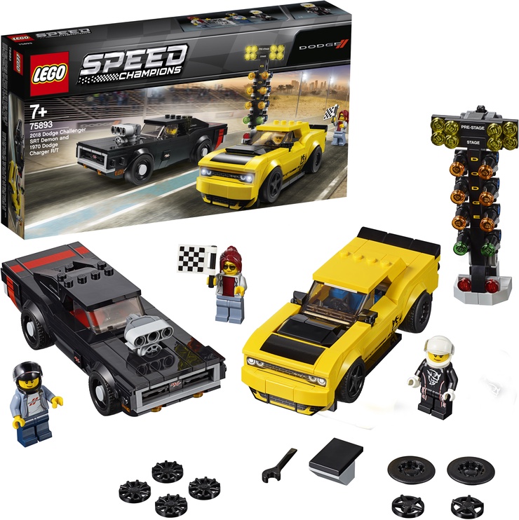 Konstruktors LEGO® Speed Champions 2018 Dodge Challenger SRT Demon And 1970 Dodge Charger R/T 75893, 478 gab.