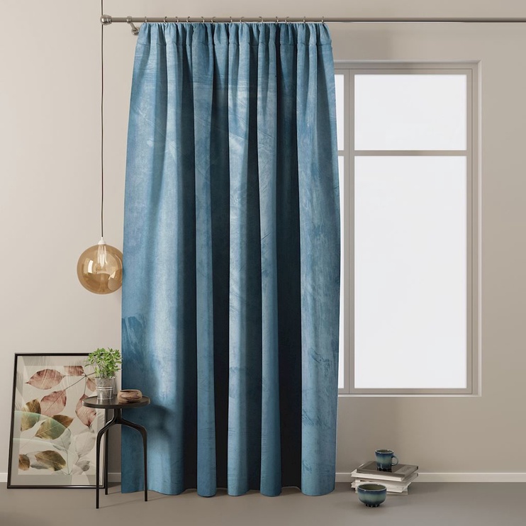 Ночные шторы AmeliaHome Velvet Pleat, голубой, 140 см x 270 см