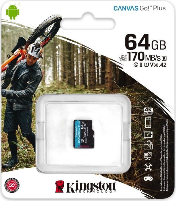 Mälukaart Kingston SDCG3 SDCG3/64GBSP, 64 GB, 170 Mb/s - 70 Mb/s