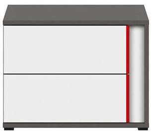 Black Red White Graphic Night Stand Right White/Wolfram Grey/Red