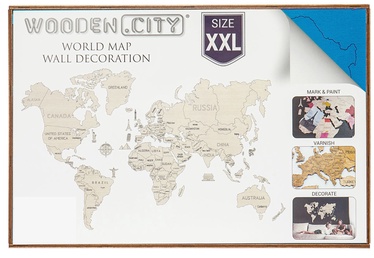 Wooden City Puzzle World Map XXL Cyan 110pcs