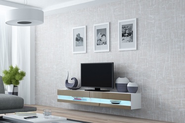 TV staliukas Cama Meble Vigo New 180 White/Latte Gloss, 1800x300x400 mm