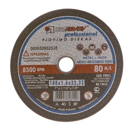 Pjovimo diskas, 180 x 1.6 x 22.23 mm