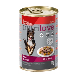 Konservuotas ėdalas šunims Nutrilove Fine Chunks, su kepenėlėmis ir daržovėmis, 415 gr
