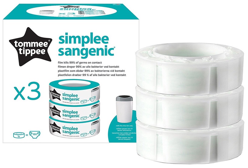 Maišeliai sauskelnėms Tommee Tippee Simplee Sangenic Refill 87033501, 390 vnt.