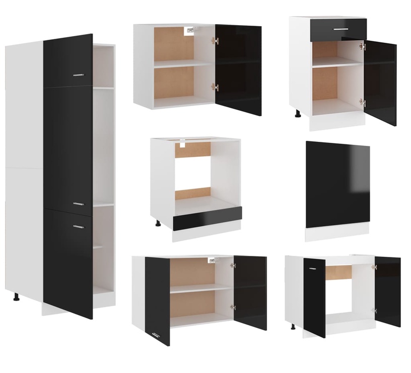 Кухонный гарнитур VLX 7 Piece Set, черный, 2.95 м