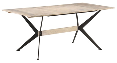 Pusdienu galds VLX Solid Mango Wood 321688, melna/koks, 1800 mm x 900 mm x 760 mm