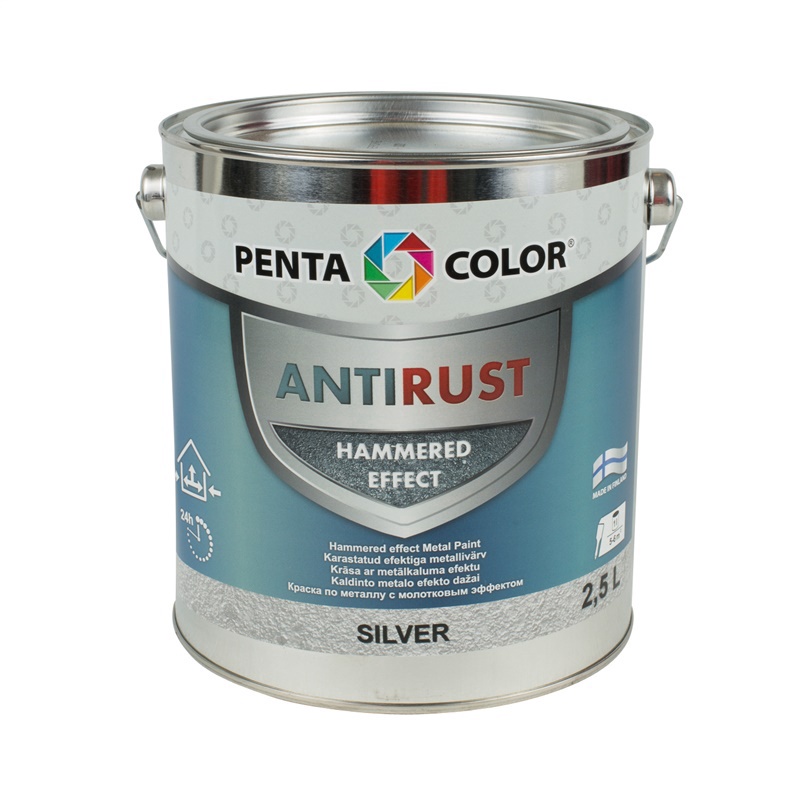 Emailvärv, universaalsed Pentacolor Anti Rust Hammered, läikiv, 2.5 l, hõbe