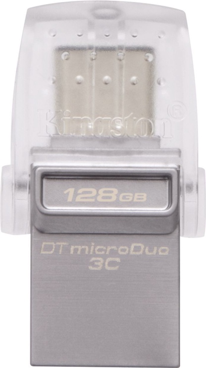 USB atmintinė Kingston DataTraveler microDuo 3C, skaidri, 128 GB