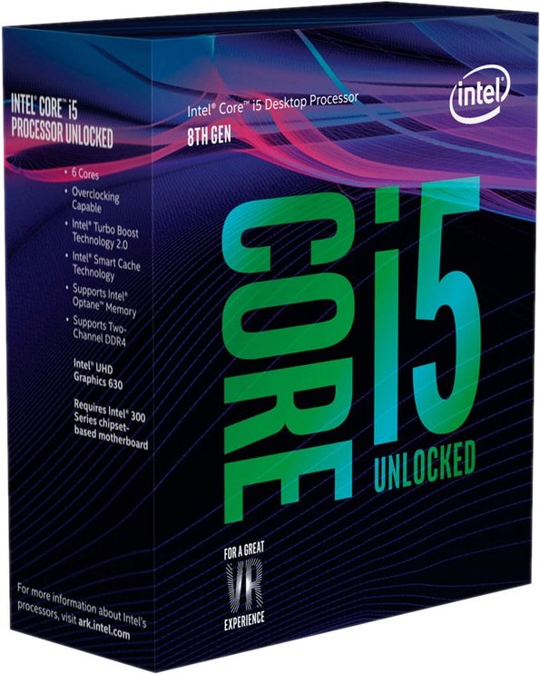 Procesorius Intel Intel® Core™ i5-8600K 3.6GHz 9MB BOX BX80684I58600K, 3.6GHz, LGA 1151, 9MB