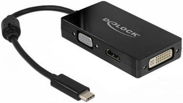 Laidas Delock USB Type-C To VGA / HDMI / DVI USB Type-C, HDMI / DVI / VGA, 0.13 m, juoda