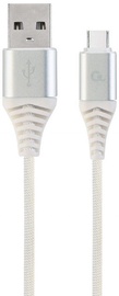 Провод Gembird USB To USB Type - C Premium Cotton Braided USB, USB Type-C, 1 м, белый/серебристый