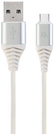 Gembird USB To USB Type - C Premium Cotton Braided Cable Silver / White 1m
