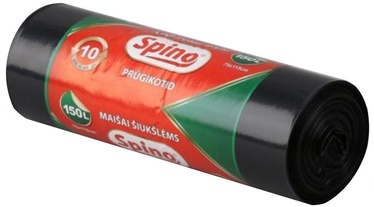 Spino Garbage Bags 40my 150L 10Pcs Black