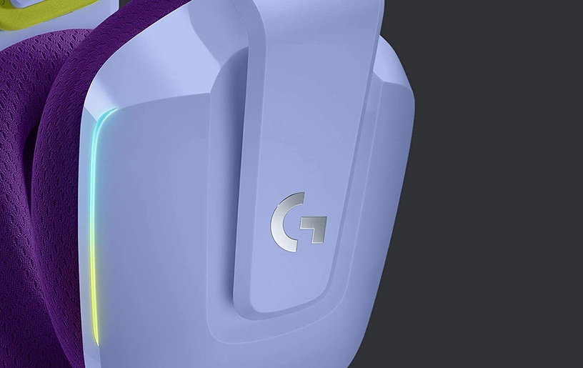 Беспроводные накладные наушники специально для компьютерных игр, c креплением, беспроводные Logitech G733, фиолетовый
